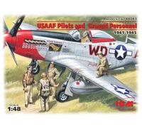 ICM ICM48083 USAAF PILOTS 1941-45 5 FIGURES 3 PILOTS 2 MECHANICS KIT 1:48 Modell
