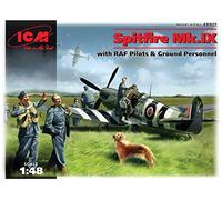 ICM Kit modellismo Spitfire Mk.IX 1/48 con piloti RAF e personale di terra
