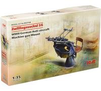 Zwillingssockel 36 Wwii German Anti-aircraft Machihe Gun Mount 1:35 Plastic Kit