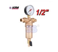 ICMA - Filtro autopulente 1/2'' in ottone per acqua con bocchettoni M-M , manome
