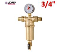 ICMA - Filtro autopulente 3/4'' in ottone per acqua con bocchettoni M-M , manome