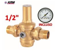 ICMA Riduttore di pressione per acqua 1/2'' M-M manometro incluso