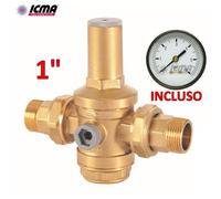 ICMA Riduttore di pressione per acqua 1'' M-M manometro incluso