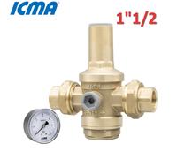 ICMA Riduttore di pressione per acqua 1''1/2 F-F manometro incluso