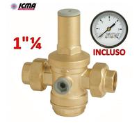 ICMA Riduttore di pressione per acqua 1''1/4 F-F manometro incluso