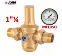 ICMA Riduttore di pressione per acqua 1''1/4 M-M manometro incluso