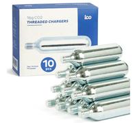 ICO Bombolette CO2 Per Bici, CO2 16g Filettate, 10 Pezzi, Gonfiaggio Istantaneo MTB e Bici da Strada, Grado Alimentare Per Spillatura Birra