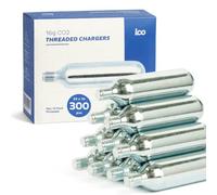 ICO Bombolette CO2 Per Bici, CO2 16g Filettate, 300 Pezzi, Gonfiaggio Istantaneo MTB e Bici da Strada, Grado Alimentare Per Spillatura Birra