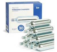 ICO CO2, 30 pezzi, cartuccia CO2 16 g a filettatura da utilizzare con pompa CO2 di pneumatici per biciclette, cartuccia CO2 di gas CO2 compressa per kit di riparazione pneumatici per biciclette MTB e