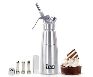 ICO Sifone da Cucina Professionale in Acciaio Inox per Sifone Panna Montata - Dispenser 500ml con Protossido di Azoto per Dessert e Spume