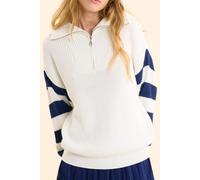 ICode White Trucker Sweater Knit Striped Sleeves Off-white Taglia: L | Maglioni a maglia Outlet | Donna | Bianco