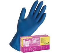 Icoguanti HI-RISK PRO Guanti monouso in lattice pesante, Taglia L, Colore Blu (50 PZ)