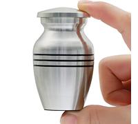 ICOKEE Piccola urna funeraria per ceneri umane o animali domestici, 1 pezzo, urna funeraria in metallo duro, con sacchetto di velluto