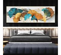 ICOMPY Grande Arte Astratta su Tela Immagine da Parete Astratta Ginkgo Biloba Foglia Nastro Poster Stampe Pittura Decorativa per Soggiorno Decor 16x47 pollici (40x120 cm) Senza Cornice