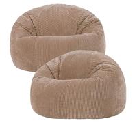 icon Classico Velluto a Coste Poltrona Sacco con Riempimento, Marrone, 2 | Prodotto in Europa, Pouf Sacco Adulti, Tessuto Velluto a Coste Morbido, Pouf Poltrona per Camera da Letto e Soggiorno