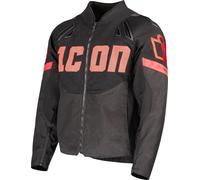 Icon Contra 3 Hero Giacca tessile da motocicletta perforata, nero-grigio-rosso, taglia L per maschi