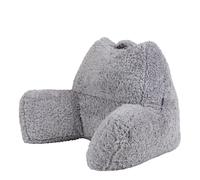 icon Teddy Bear - Cuscino morbido in pile grigio, cuscino da lettura, cuscino di supporto per la schiena, cuscino per letto con imbottitura inclusa, ideale come schienale per sedersi a letto