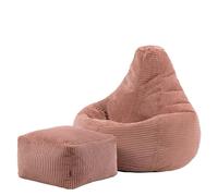 icon Dalton Poltrona Sacco con Poggiapiedi, Rosa, Velluto a Coste, Pouf Poltrona con Riempimento Incluso, Pouf Sacco, Camera da Letto, Soggiorno, Mobili Soggiorno