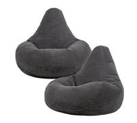 icon Dalton Poltrona Sacco, Grigio Scuro, Set da 2, Velluto a Coste, Pouf Poltrona con Riempimento Incluso, Pouf Sacco, Camera da Letto, Soggiorno, Mobili Soggiorno