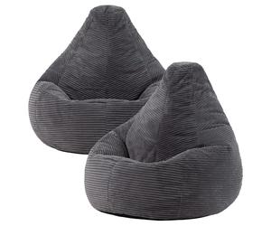 icon Dalton Poltrona Sacco, Grigio Scuro, Set da 2, Velluto a Coste, Pouf Poltrona con Riempimento Incluso, Pouf Sacco, Camera da Letto, Soggiorno, Mobili Soggiorno