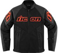 Icon Mesh AF Giacca in pelle moto, nero/rosso, Taglia XL