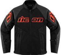 Icon Mesh AF, giacca in pelle/tessuto S male Nero/Rosso Fluo
