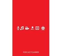 Icon, Modern design Podcast Planner - Red - Podcast planner layout - 6”x9” 100 pages - perfect for people who love listening to podcasts or produce ... - Special birthday gift idea and Secret Santa