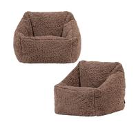 icon Natalia Pouf Bambini, Marrone Moka, Set da 2, Tessuto Pile, Pouf Poltrona, Poltrona Sacco con Riempimento Incluso, Sedia Bambini, Mobili Camera da Letto