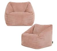 icon Natalia Pouf Bambini, Roze, Set da 2, Velluto a Coste, Pouf Poltrona, Poltrona Sacco con Riempimento Incluso, Sedia Bambini, Mobili Camera da Letto