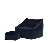 icon Natalia Pouf Poltrona con Poggiapiedi, Blu Scuro, Sedia Velluto, Grande Pouf Sacco con Riempimento Incluso, Poltrona Sacco, Camera da Letto, Soggiorno, Mobili Soggiorno