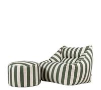 icon Natalia Pouf Poltrona con Poggiapiedi, Verde Striscia, Tessuto Intrecciato, Grande Pouf Sacco con Riempimento Incluso, Comoda Poltrona, Camera da Letto, Mobili Soggiorno, Gardino, Terrazza