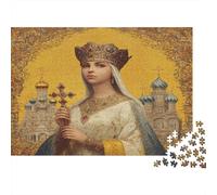 Icon of A Saint Wearing A Crown And Holding A Cross, Puzzle Sostenibili Con Motivi Per Adulti Da Gioco in Legno Di Alta Qualità 1000pcs (75x50cm)