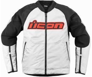 Icon Overlord3 Giacca tessile moto, bianco/nero/rosso, Taglia L