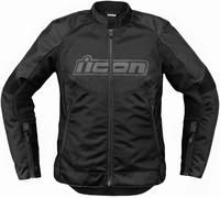 Icon Overlord3 Giacca tessile moto da donna, nero, Taglia XS