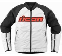 Icon Overlord3 Giacca tessile moto, nero-bianco-rosso, taglia XL per maschi