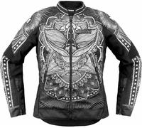 Icon Overlord3 Noble Giacca tessile moto da donna, nero-bianco, taglia S per donne