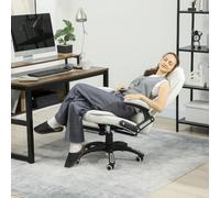 Icon Space Sedia da Ufficio Ergonomica Reclinabile Massaggiante in Tessuto Crema
