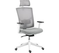 Icon Space Sedia Ergonomica Braccioli e Poggiatesta Tessuto Grigio/Bianco