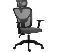 Icon Space Sedia Ergonomica Braccioli e Poggiatesta Tessuto Grigio Scuro