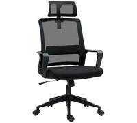 Icon Space Sedia Ergonomica Ruote Braccioli e Poggiatesta Tessuto Mesh Nero