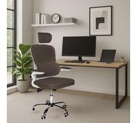 Icon Space Sedia Ergonomica Ruote Braccioli e Poggiatesta Tessuto Tortora Vibes