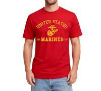 Icon Sports Maglietta a Maniche Corte da Uomo U.s. Marine Corps, Rosso, L