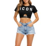 Icon top crop donna con logo nero