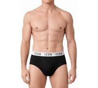 ICON underwear Slip Uomo 3 Pack Art IMU04 - Misura M - Colore Nero - Elastico Bianco