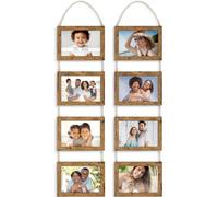 Icona Bay 10x15 cm Cornici da appendere alla parete Collage con 8 aperture (Marrone rustico, Confezione da 2), Cornici in legno composito, Solo montaggio a parete, Collezione Bliss