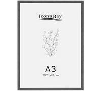 Icona Bay - Cornice in vero legno - A3-29,7x42 cm - Nero mezzanotte - Stile moderno - Solo da parete - Collezione Wood