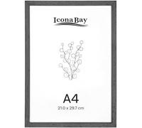 Icona Bay - Cornice in vero legno - A4-21x29,7 cm - Nero mezzanotte - Stile moderno - Da tavolo o da parete - Collezione Wood