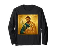 Icona cattolica di San Giuseppe con Cristo Bambino Maglia a Manica