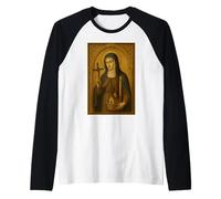 Icona cattolica di Santa Brigida d'Irlanda Maglia con Maniche Raglan