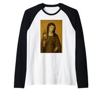 Icona cattolica di Santa Chiara d'Assisi Maglia con Maniche Raglan